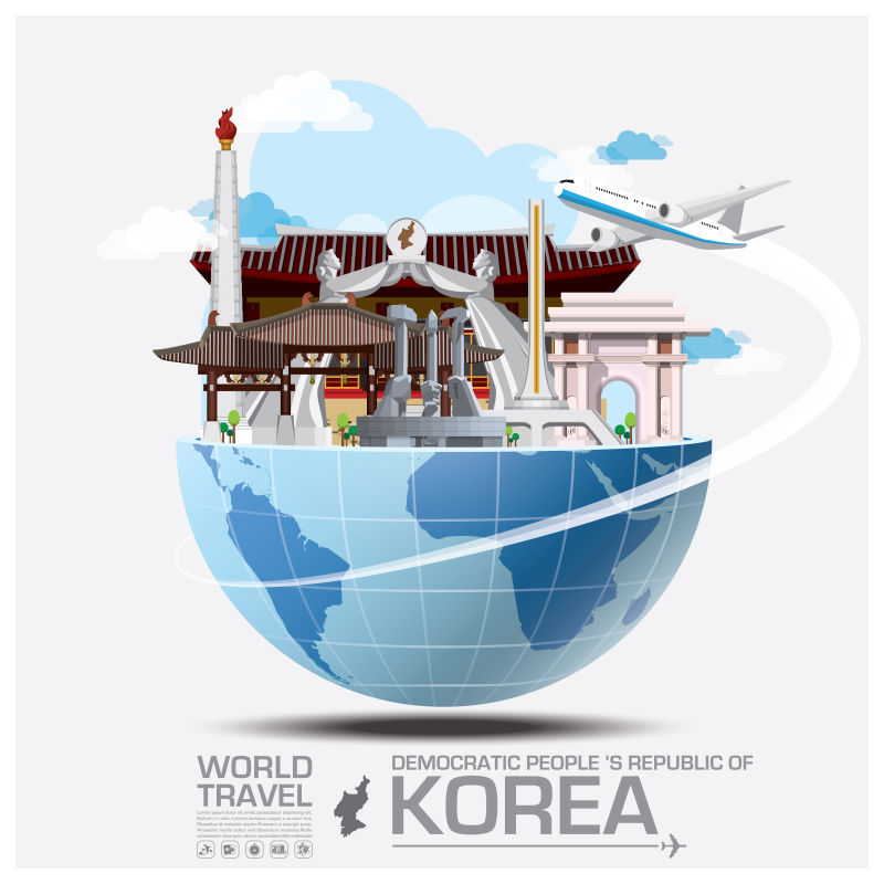 抽象矢量韩国旅行概念的插图