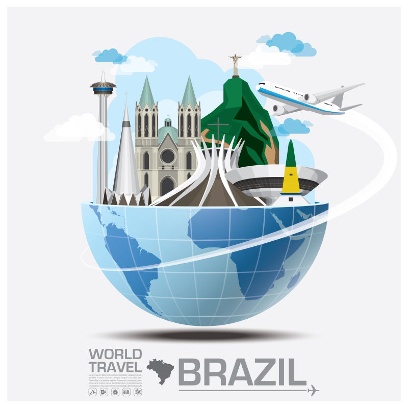 抽象矢量巴西旅行概念的插图设计