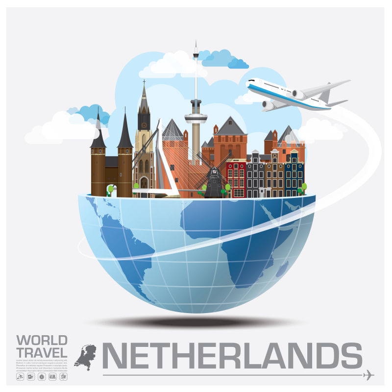 抽象矢量荷兰旅行概念的标志设计