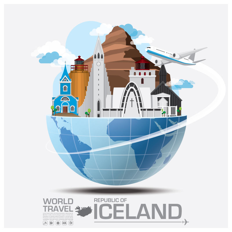 矢量抽象冰岛旅行概念的插图