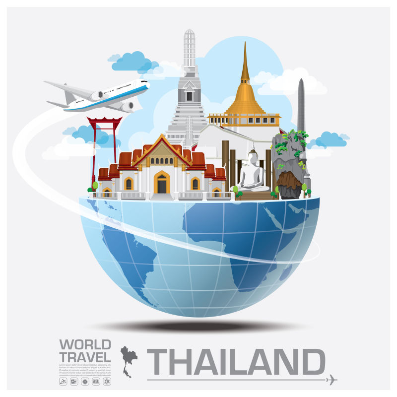 抽象矢量泰国旅行概念的标志设计