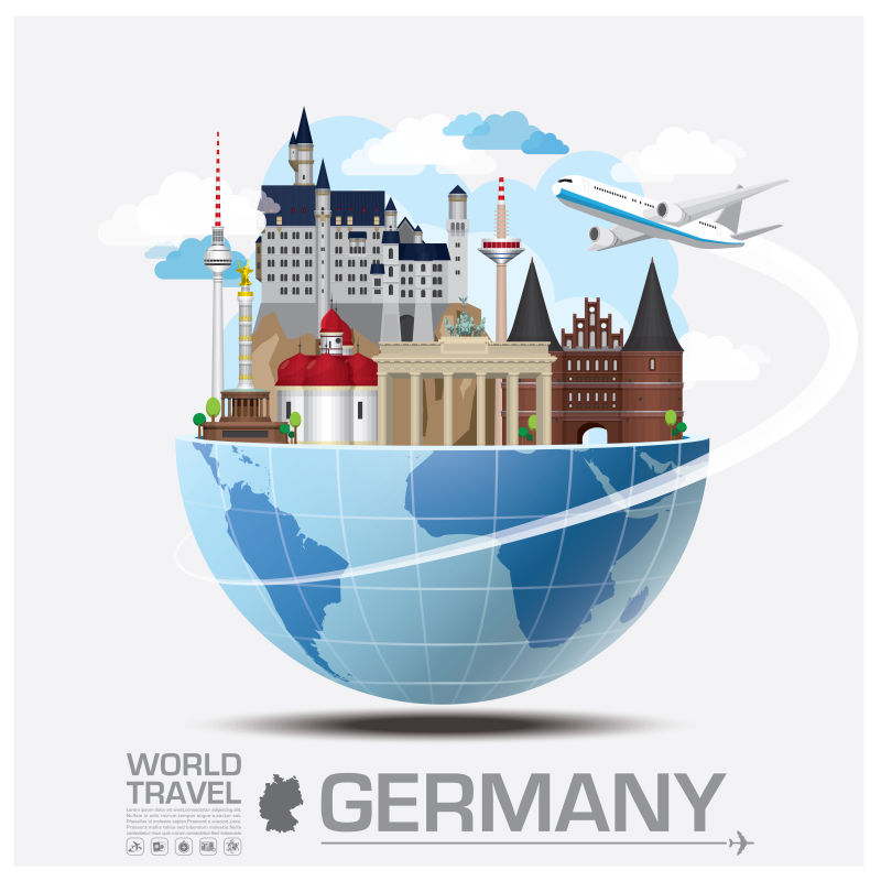 矢量抽象德国旅行概念的插图