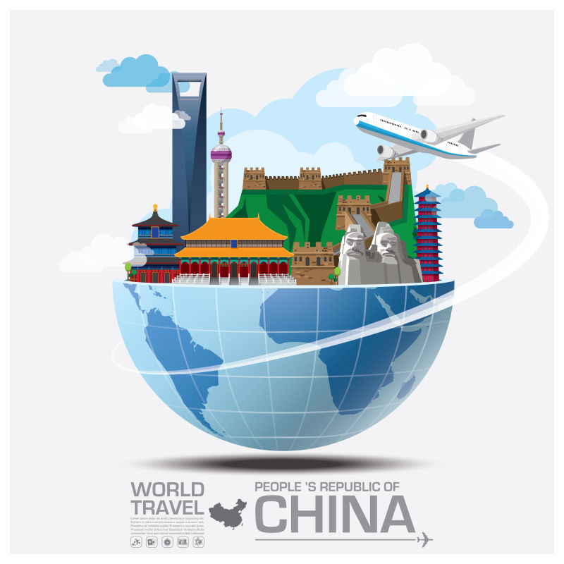 抽象矢量中国旅行概念的插图