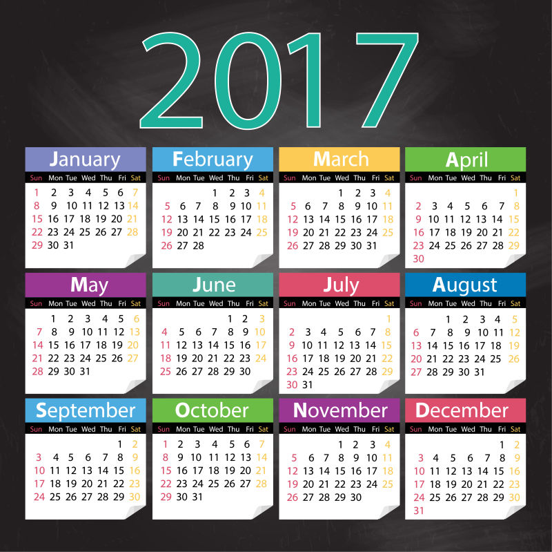 日历表2017矢量日历