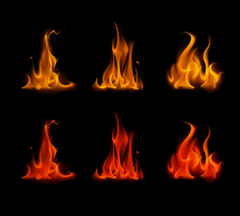 抽象矢量燃烧的火焰插图设计元素
