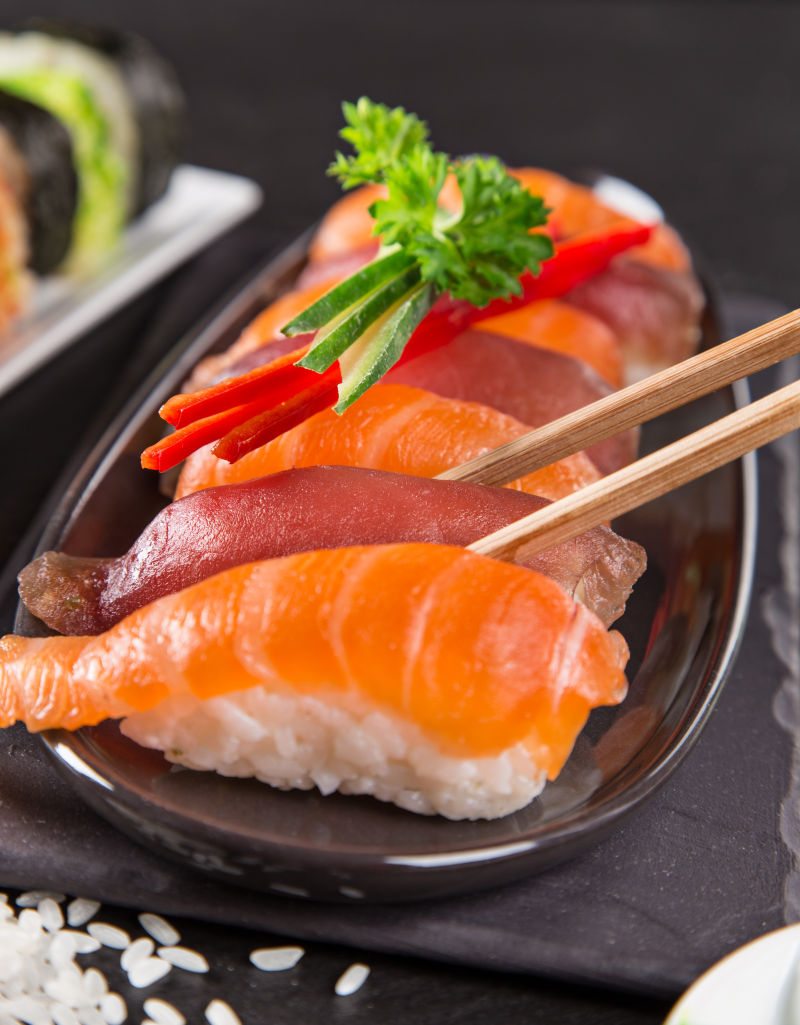 日式料理海鲜寿司特写