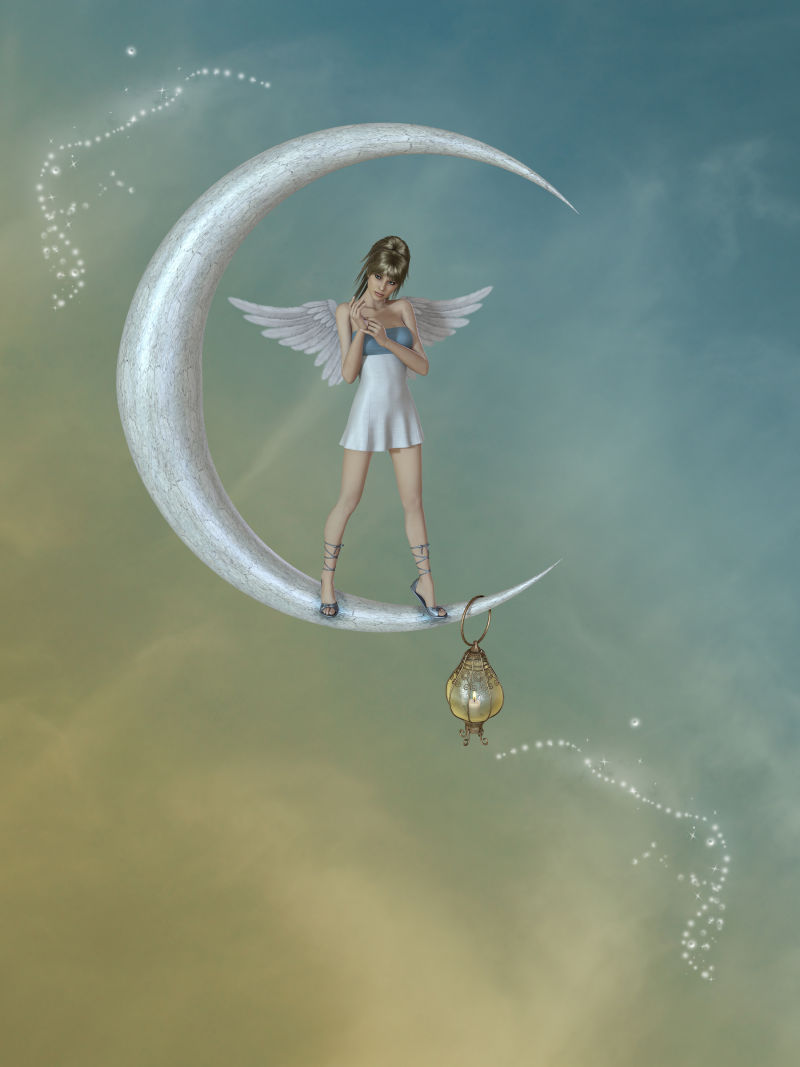月亮上的天使女孩