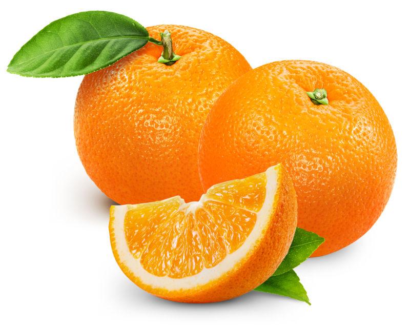 橙色水果在白色背景下