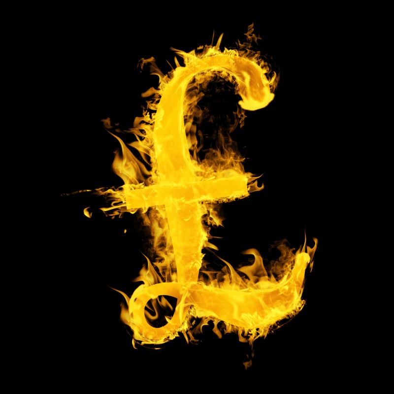 火焰燃烧的英镑符号