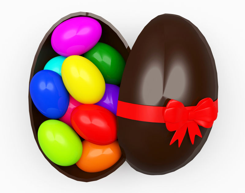 复活节彩蛋中的彩色糖果