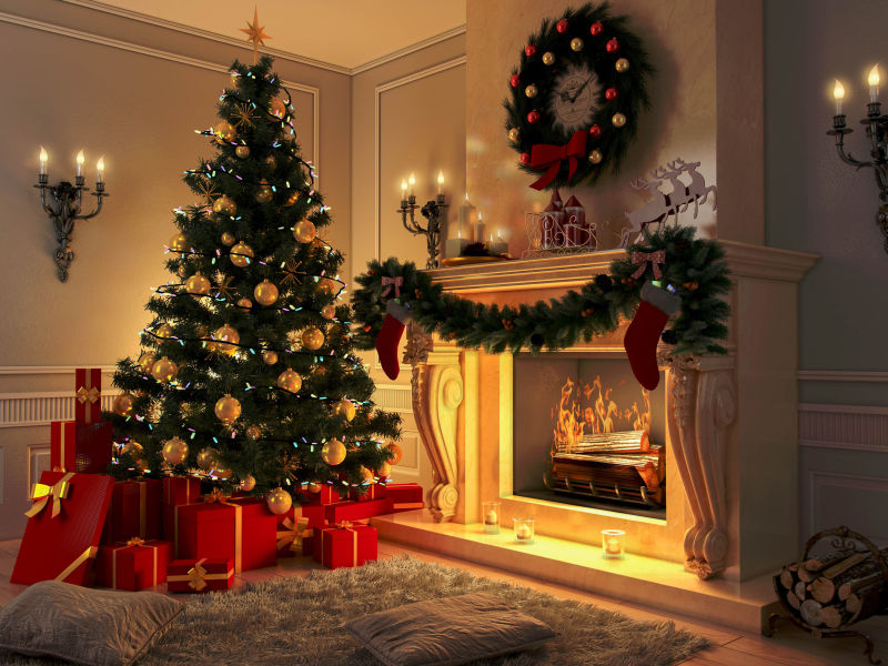 房间里的圣诞树装饰