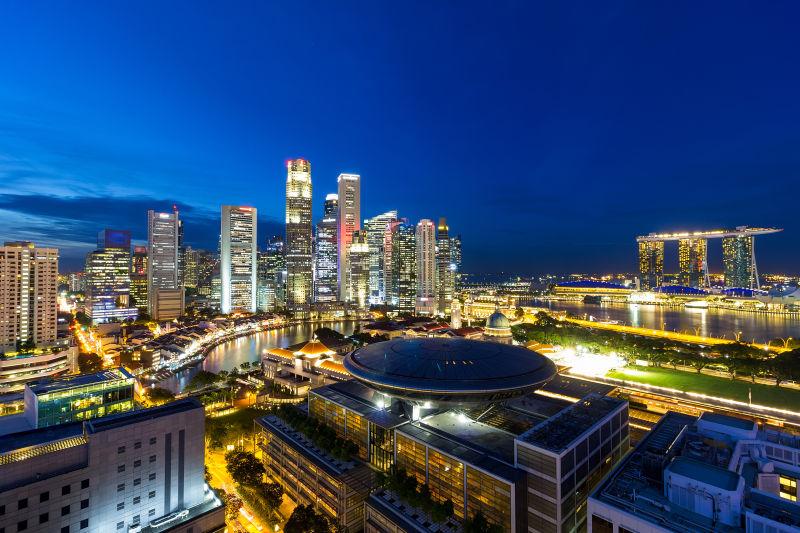 新加坡中央商务区蓝景城市景观
