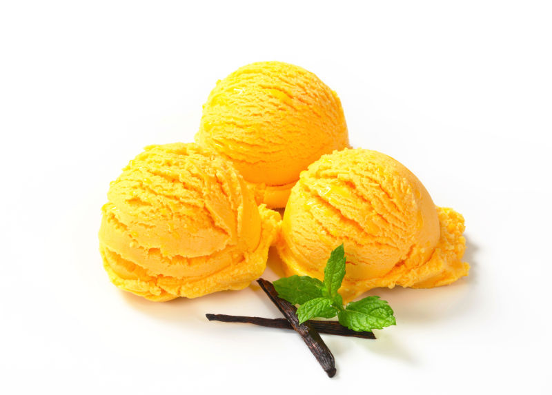 黄色球形冰淇淋