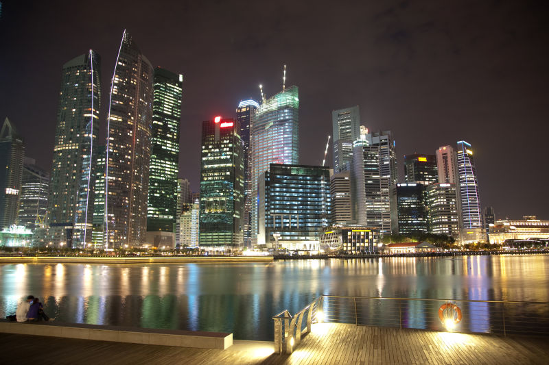 新加坡夜晚天际线