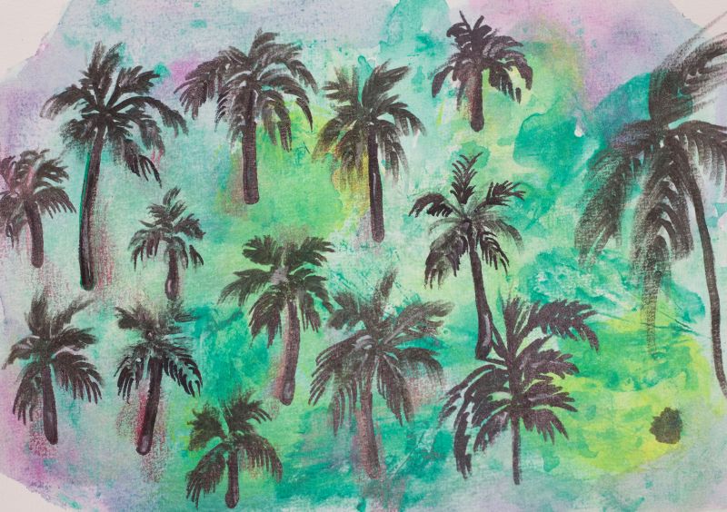 水彩椰子画背景