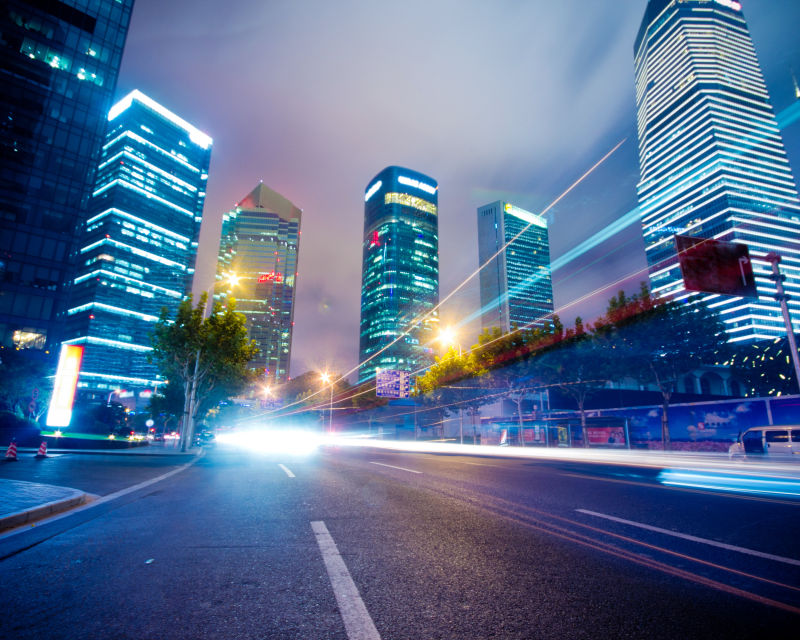 中国上海陆家嘴金融中心的夜景