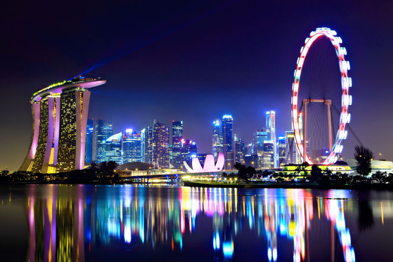 新加坡的城市美丽夜景