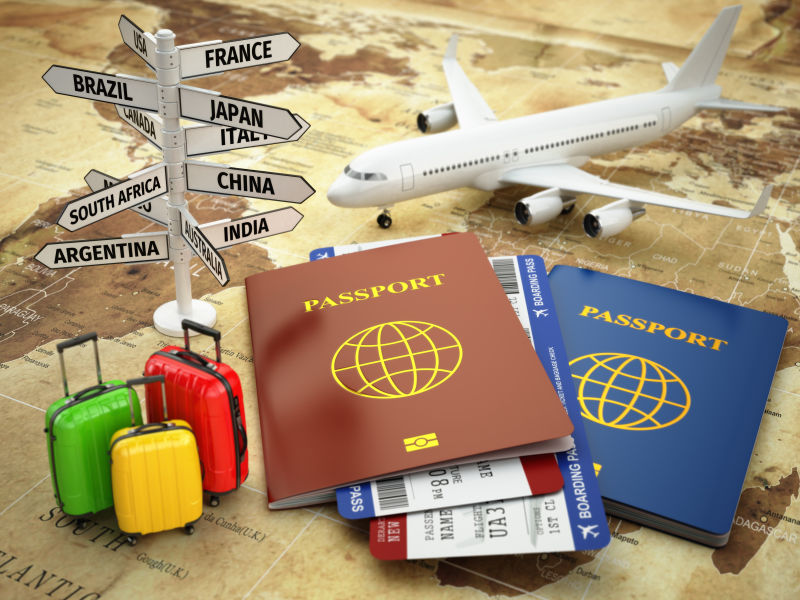 世界旅游概念和护照
