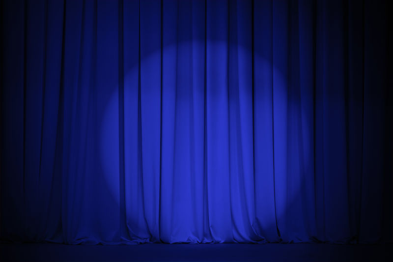 蓝色的窗帘灯舞台背景