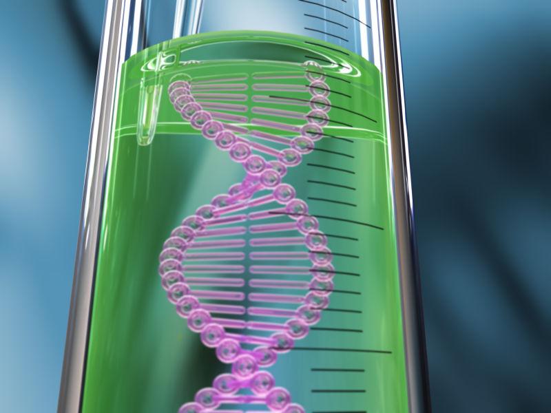 试管里的粉色DNA旋螺结构