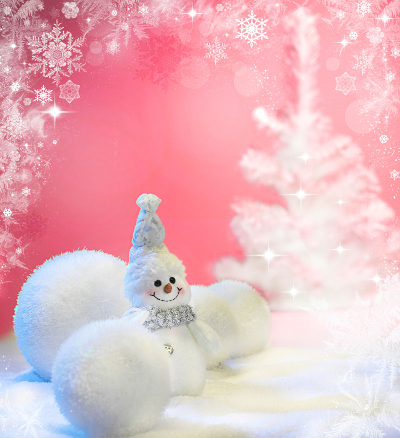 圣诞节的可爱雪人和雪球
