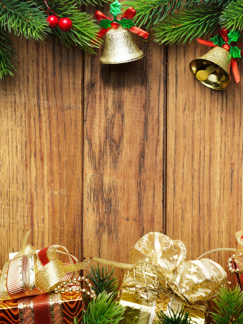 圣诞木制装饰和礼物