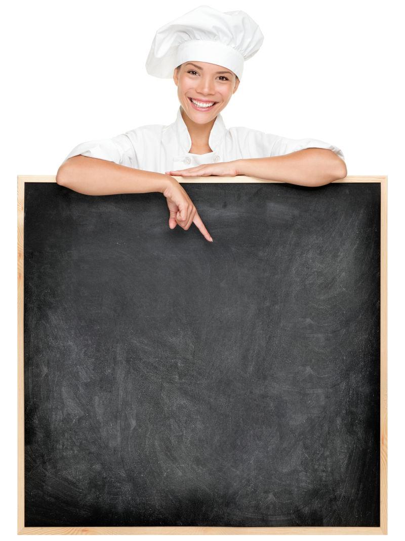 厨师展示菜单黑板
