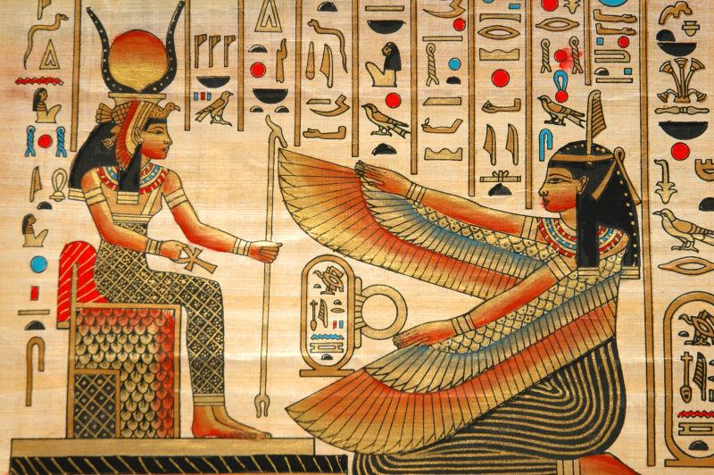 具有埃及古代历史元素的纸莎草