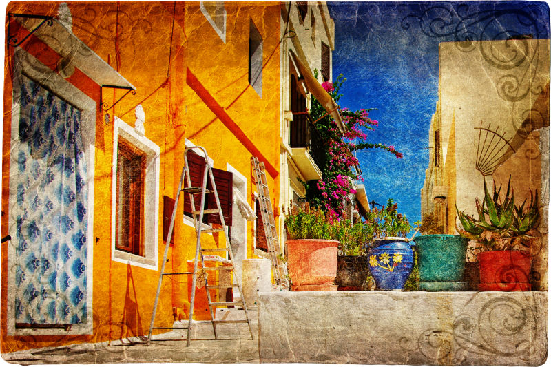 希腊色彩的建筑风景