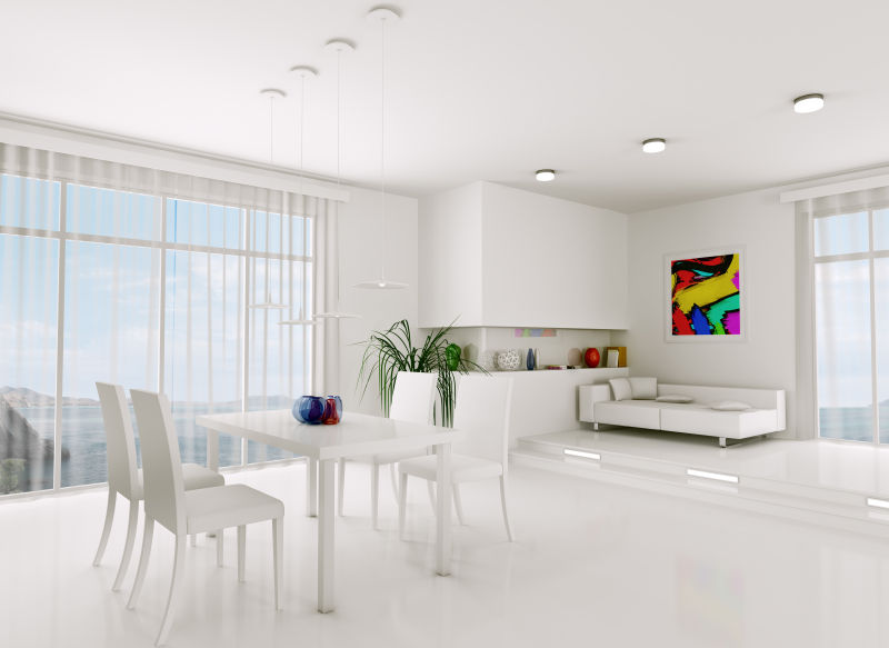 白色客厅3D室内设计