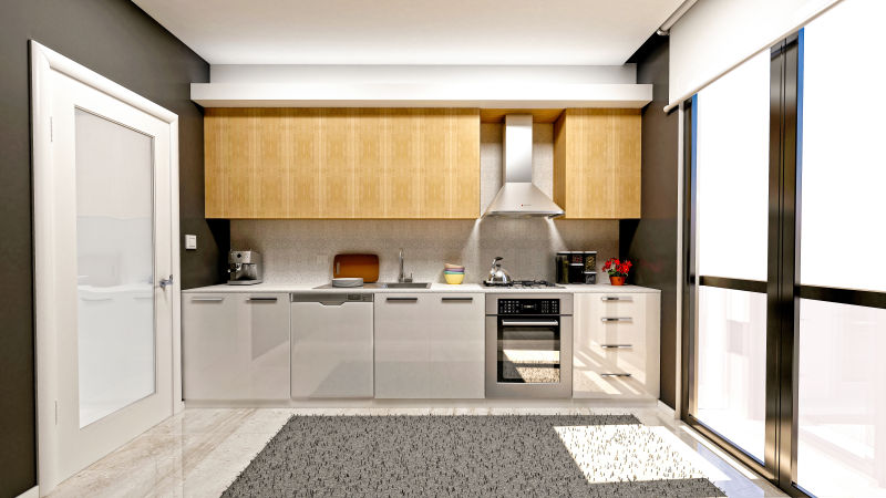 现代家居厨房的三维渲染