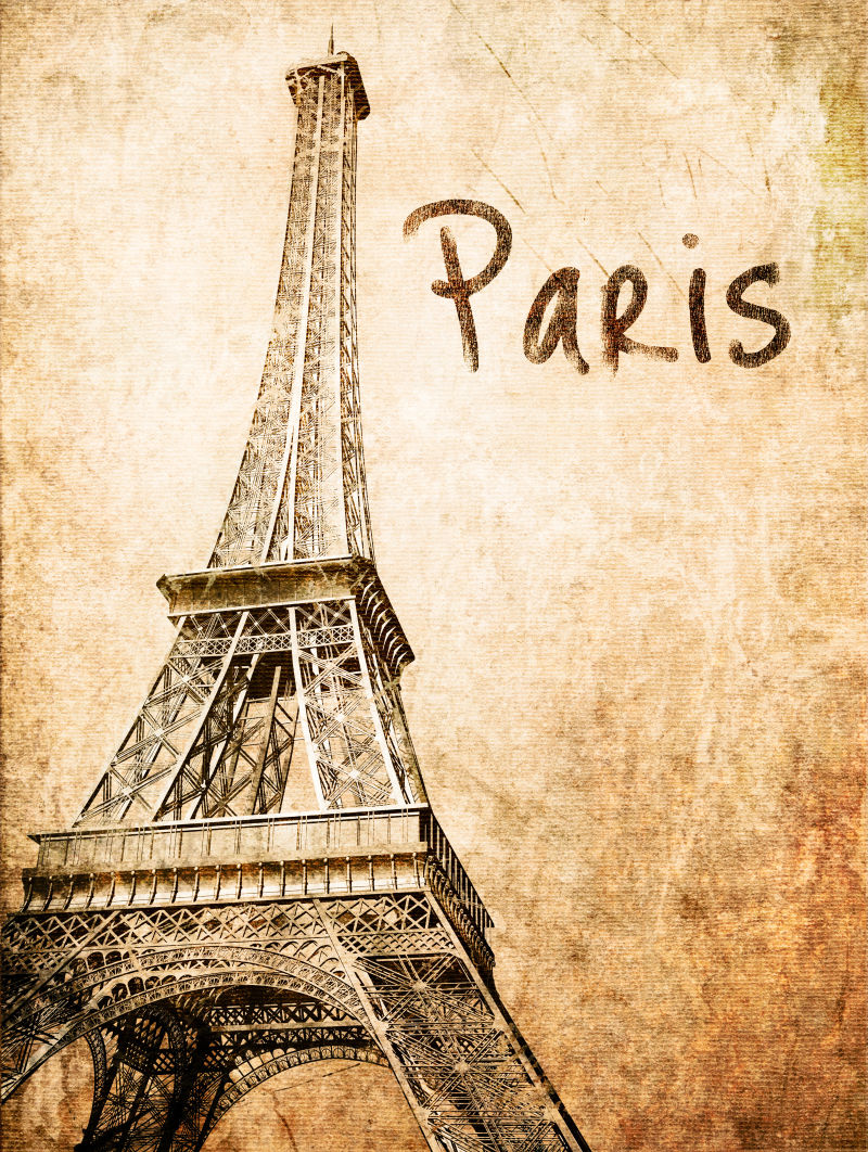 复古的巴黎埃菲尔铁塔