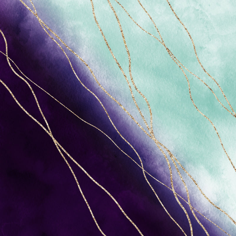 抽象蓝紫渐变金色丝线背景