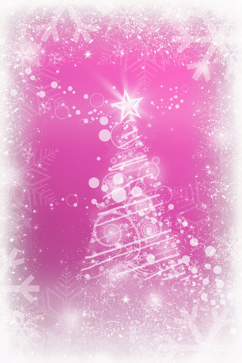 冬季圣诞粉红有雪花卡片背景