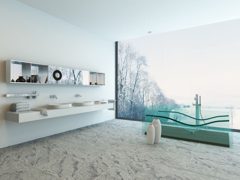 玻璃浴缸豪华现代浴室