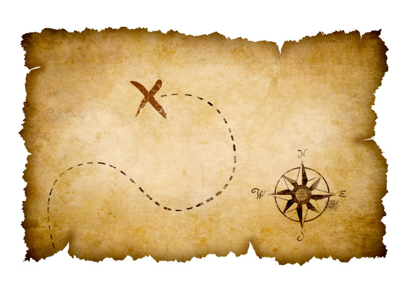 羊皮纸上的海盗宝藏地图