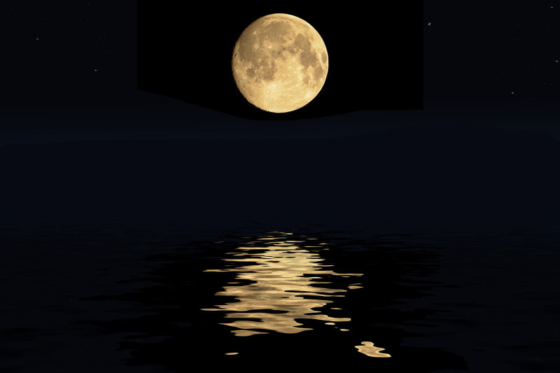 水面上的行星月亮