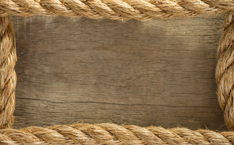 船绳作为木材的背景纹理框架