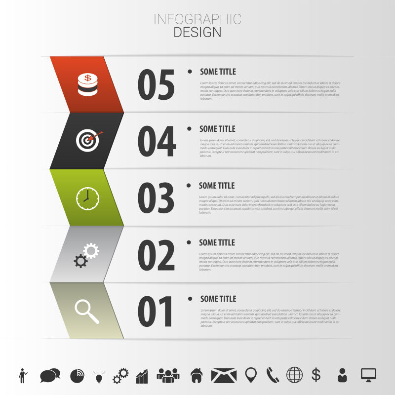 带有图标的信息图表矢量宣传册设计