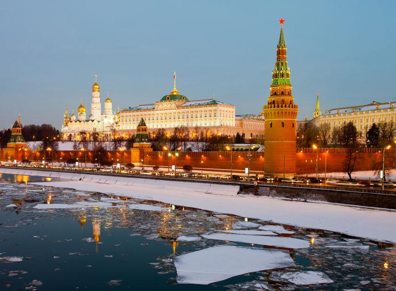俄罗斯莫斯科的冬季夜晚
