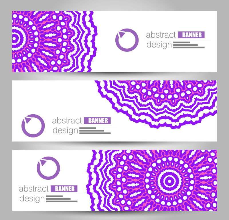 矢量紫色万花元素的创意横幅设计