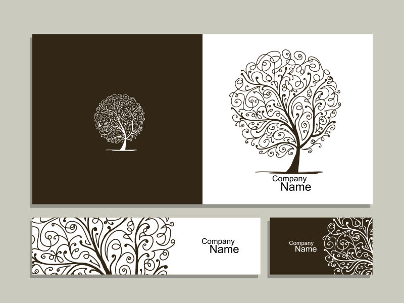 抽象树设计矢量图卡片