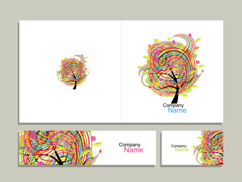 彩色抽象树矢量图设计