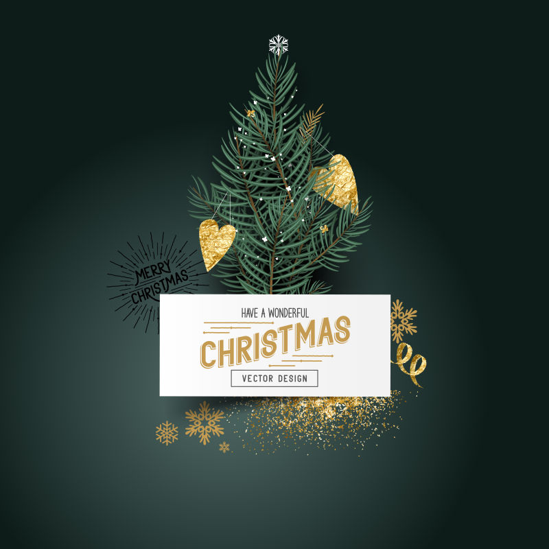 圣诞松树和装饰矢量插图