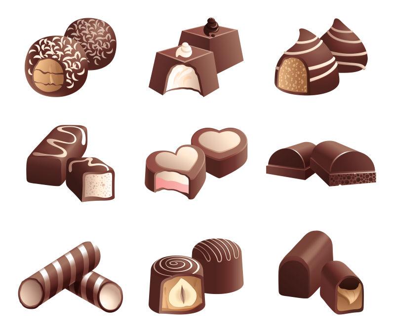 矢量精致的巧克力糖果