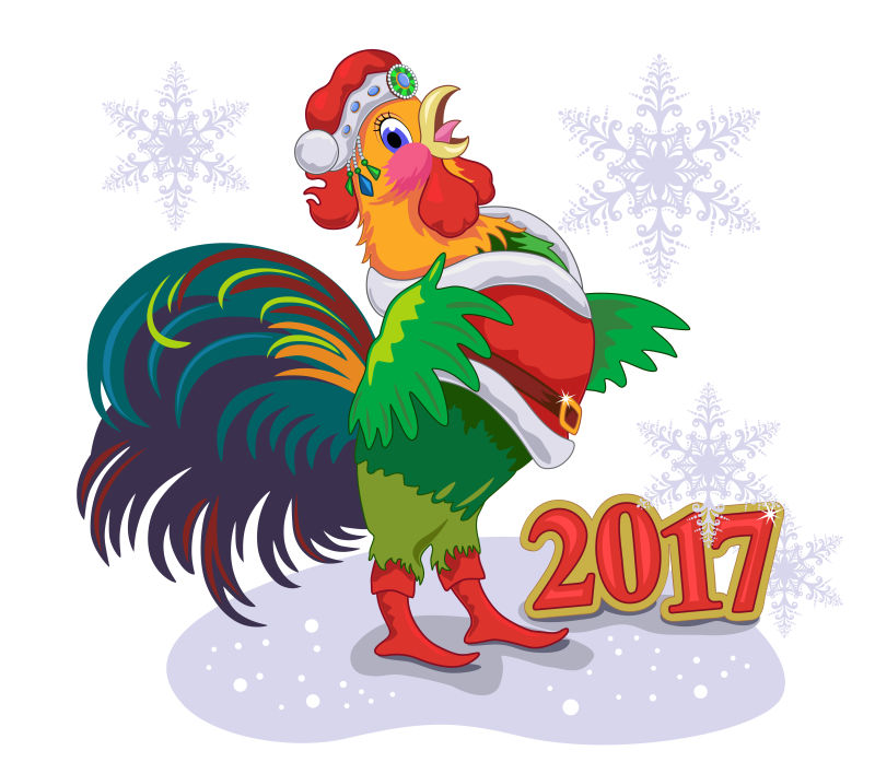 2017新年公鸡矢量插图