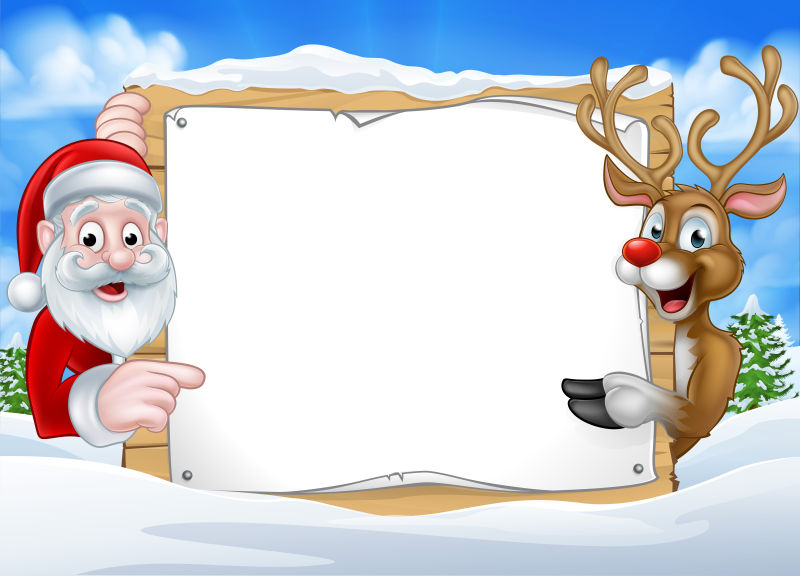 圣诞老人驯鹿广告设计矢量图