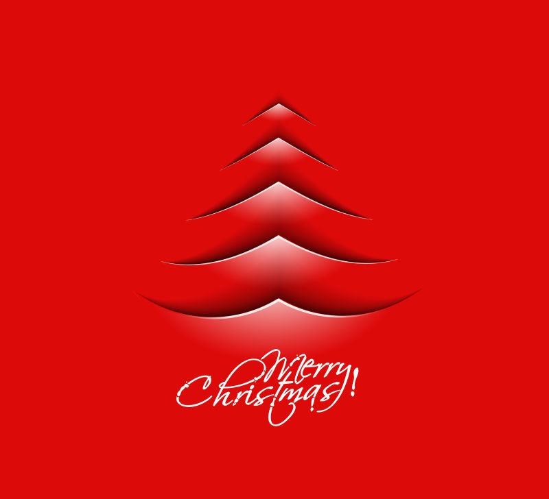 创意红色圣诞树插图设计矢量背景