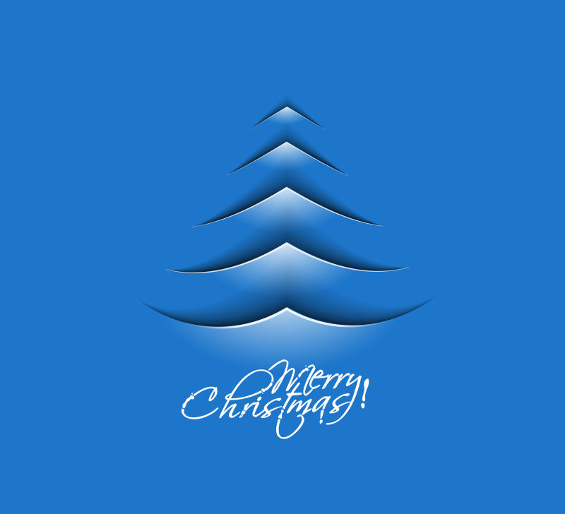 蓝色矢量现代抽象创意圣诞树背景设计
