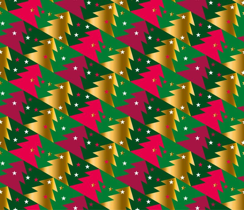矢量嘉年华圣诞树无缝几何图案